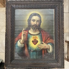 ANTICO QUADRO SACRO CUORE DI GESU' - 39,5 X 49,5 CM -  VINTAGE