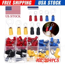 102PCS Wire Splice Terminal 10-22AWG Insulated Spade/Crimp/Ring Connectors Kit