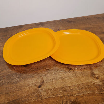 NEW Tupperware Luncheon Plates Microwavable 9.5'' Orange #3398 Set of 2