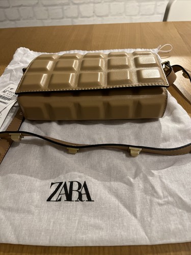 NWT Stylish & Functional Zara Quilted Leather Crossbody Bag - Beige - Picture 13 of 15