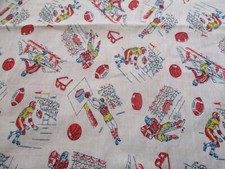 Vtg 4 yd Yardage Sports Cotton Fabric /Football/ Hockey/ Basketball/ Skiiing