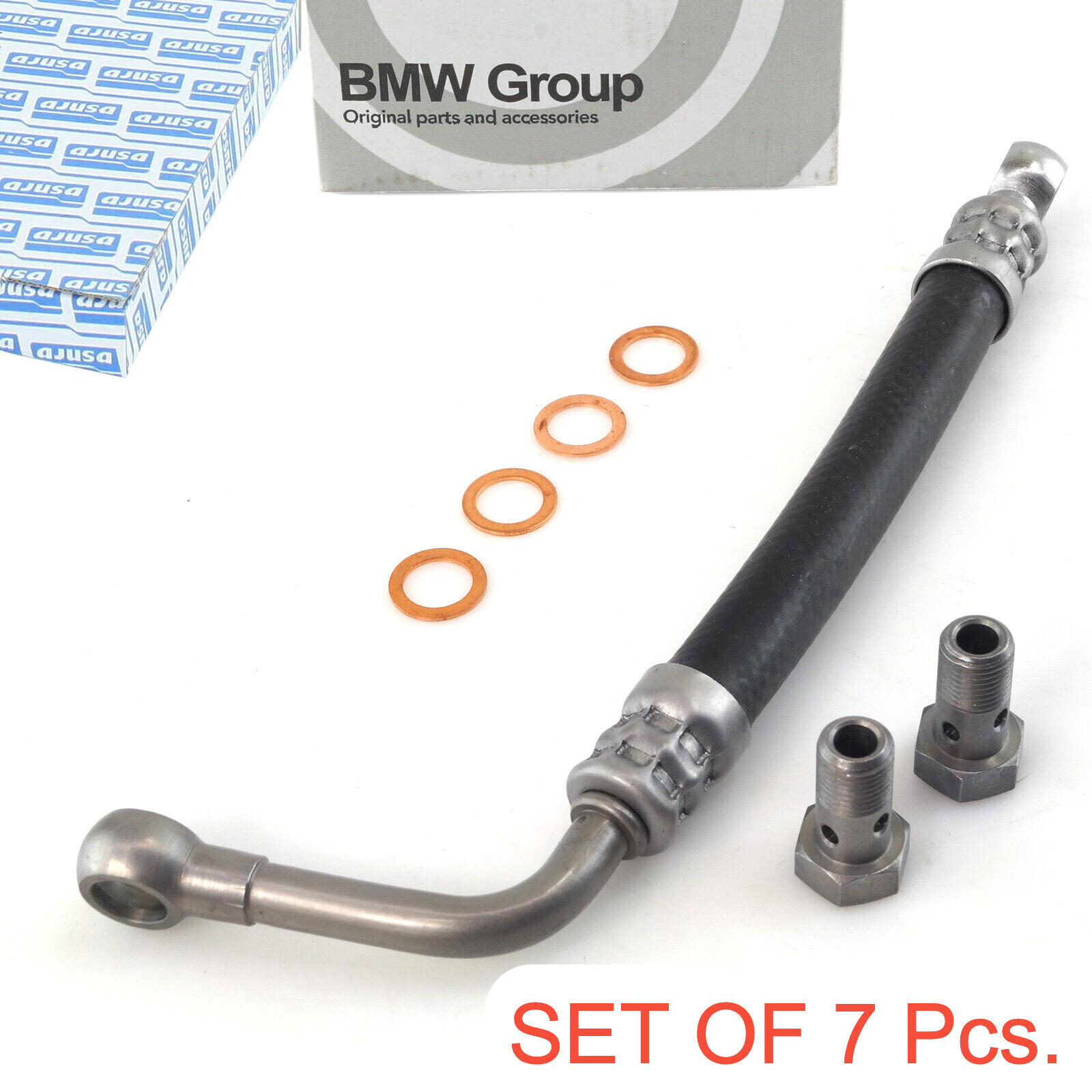 Ajusa oil line + OE BMW hollow screw + sealing ring set for E46 E39 E60 E61