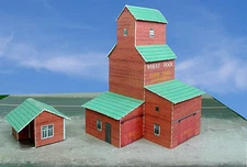 N Scale Building - Grain Elevator Cardstock pre cut Paper Kit Pre-Cut
