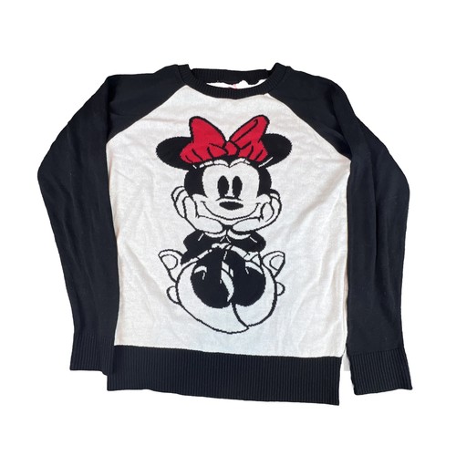 Disney Minnie Mouse Sweater Shirt Women Junior Size Small Black White Red Top - Bild 1 von 8