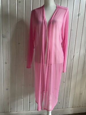 Jolie &Joy Mesh Cover Up Wrap Pink  2X Open Front Long Sleeve New