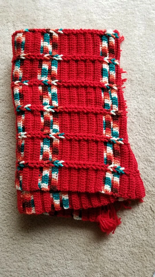 Manta de lectura tejida a mano, roja turquesa personalizada 43" x 53" Foto 3 de 4