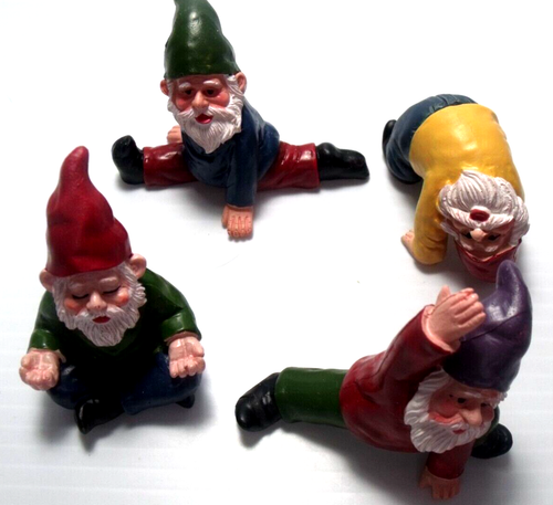 Fairy Garden Gnomes Funny Exercising Gnome Dwarfs Garden Ornament 2.5 in 4 pc - Picture 5 of 6