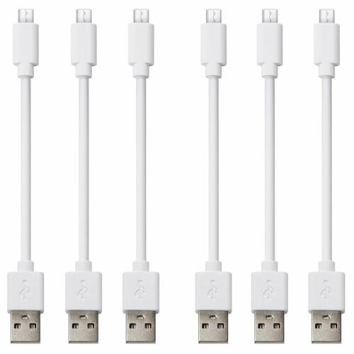 Câble micro USB court (6 pack 8 pouces blanc), cordon de chargeur de téléphone Android,  - Photo 1/7