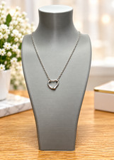 925 Sterling Silver Open Heart Pendant Necklace Chunky Heart Jewellery gift