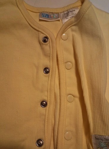 VINTAGE 90s Mcbaby Open Cardigan Jacket Embroidered Size 0-3 Months Yellow - Picture 7 of 11