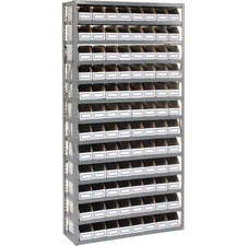 Open Bin Shelving w/13 Shelves  96 White Bins 36x12x73