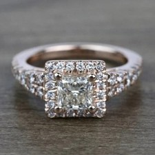 2Ct Princess Cut Lab Created Diamond Womens Wedding Ring 14K Rose Gold Plated