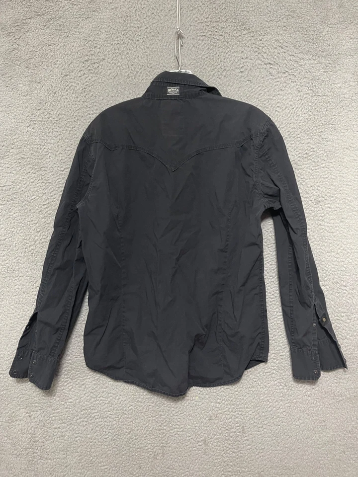 Camisa masculina Diesel Co tamanho médio preta botão de pressão manga longa algodão adulto - Imagem 3 de 4