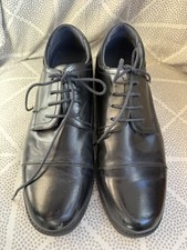 BRUNO MARC Oxford Dress Shoes Sz 8 Black Faux Leather Lace Up Cap Toe DOWNING
