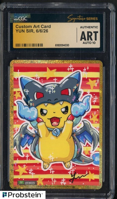 Yun Sir Signed Sketched Custom Art Pokemon Card CGC ART w/ AUTO 10