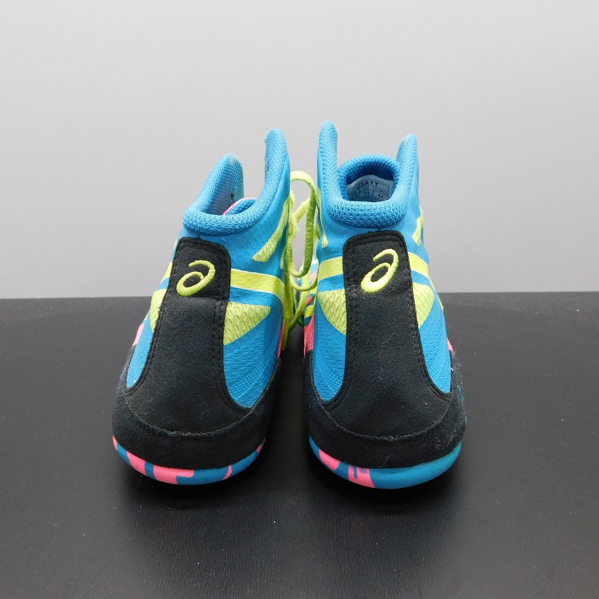 ASICS JB Elite Wrestling Shoes J3A1Y Blue Neon Yellow Pink Mens US