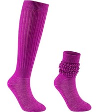 Women's Slouch Socks, Long Scrunch Knit Casual Socks for 7-11 Middle Purple