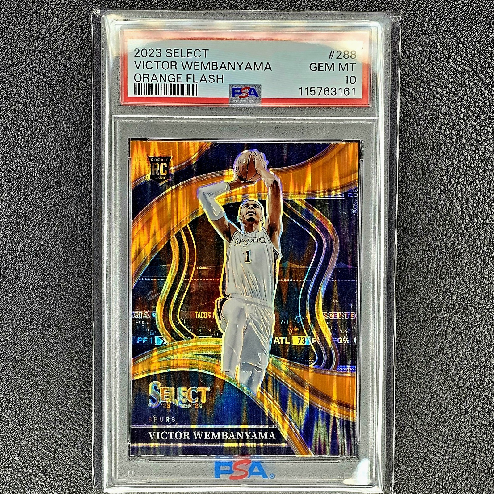 PSA 10 VICTOR WEMBANYAMA ROOKIE COURTSIDE ORANGE FLASH PRIZM 2023 SELECT RC #288