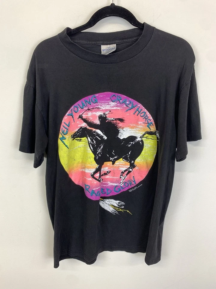 Camisa unisex negra vintage 1991 Neil Young Ragged Glory Crazy Horse KH17118 Foto 2 de 2