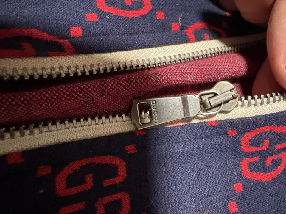 Gucci Men's Jacquard GG Jacket Blue/Red Size M Pre-Owned Authentic - Image 3 of 4