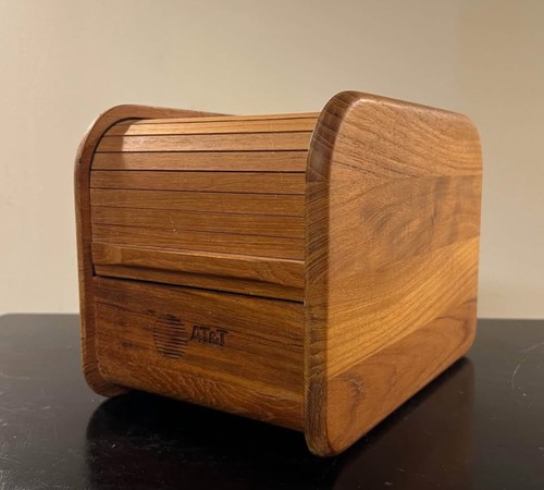 Vintage Danish Scandinavian Teak Disc Holder, Roll Top, Storage Box - AT&T - Bild 2 von 8
