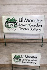 Rare Vintage Esb Li’l Monster Lawn Garden Tractor Battery Metal Sign Automobilia