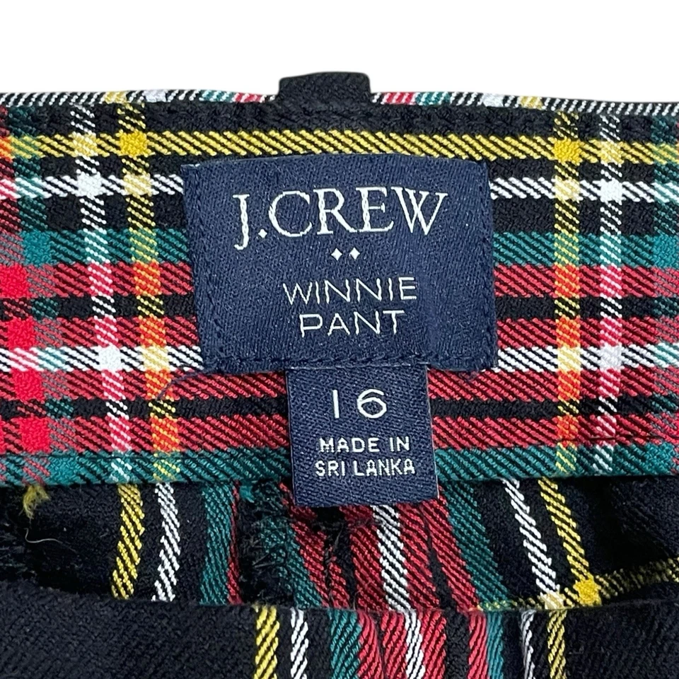 Pantalón J CREW Winnie 16 Tartán Recortado Recto Stewart Cuadros Preppy Negro Rojo Punk Foto 3 de 4