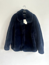 TED BAKER COAT FAUX FUR NAVY NEW 6 8 10 12 16 BNWT Mid length winter luxury