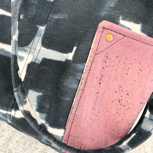 Handmade Dark Navy Watercolor Hobo Bag Mauve Pockets Plentiful Storage BOHO - Picture 3 of 16