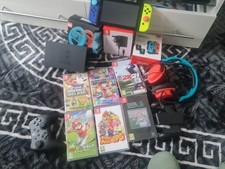 Nintendo Switch Console Bundle Blue/Yellow Joy-Con Dock + Games