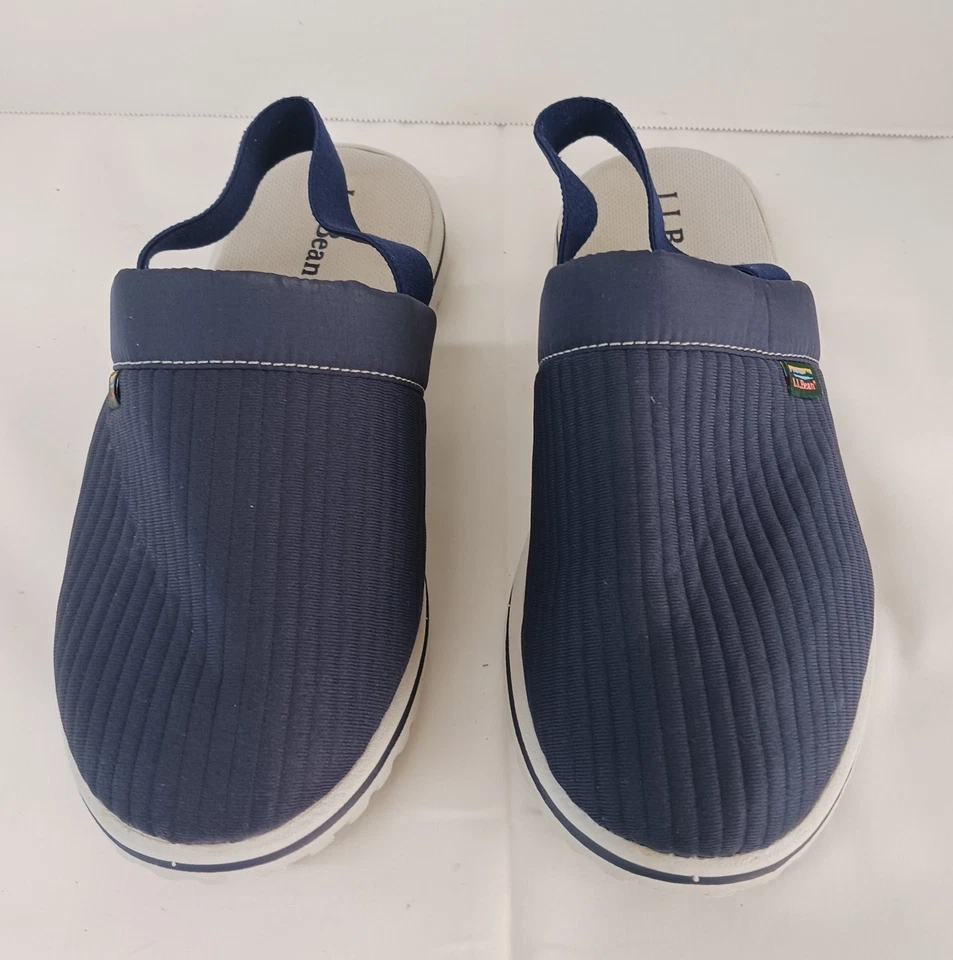 Sandálias tamancos infantis L.L Bean 5-6 azul ID 514088 sapatos ajustáveis elástico traseiro em excelente estado usado - Imagem 3 de 4