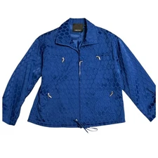 EUC Carlisle Short Zip Jacket Honeycomb Embossed Deep Royal Blue Short Jacket 14