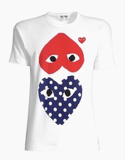Comme des Gar ons Play White Inverted And Polka Dot Heart Shirt