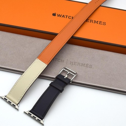 Hermès Apple Watch Double Tour Indigo/Crème/Orange 38mm-41mm neuve avec boite