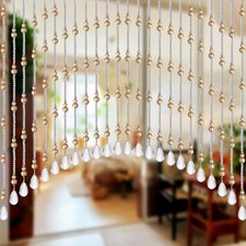 Crystal Glass Beaded Curtain for Doorway Hanging Door Beads Curtain Arched Be...