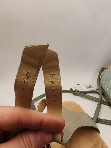 Clarks Akilah Eden Wedge Sandal Sz 8 Sage Green Cream With New David Jones Bag. - Picture 11 of 17