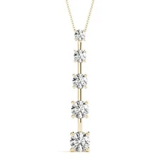 VS F 1.00-3.00 Carat Lab Grown Diamond Journey Pendant For Women 14K Solid Gold
