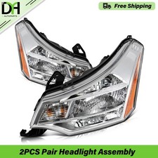 PAIR/2PCS Chrome Headlight Assembly W/Bulb For Ford Focus S SE SES SEL 2008-2011