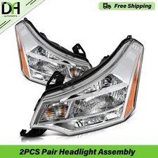 PAIR/2PCS Chrome Headlight Assembly W/Bulb For Ford Focus S SE SES SEL 2008-2011