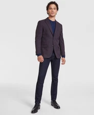 Tommy Hilfiger Mens Modern fit Sport Coat Blazer 40 S Burgundy Purple Check