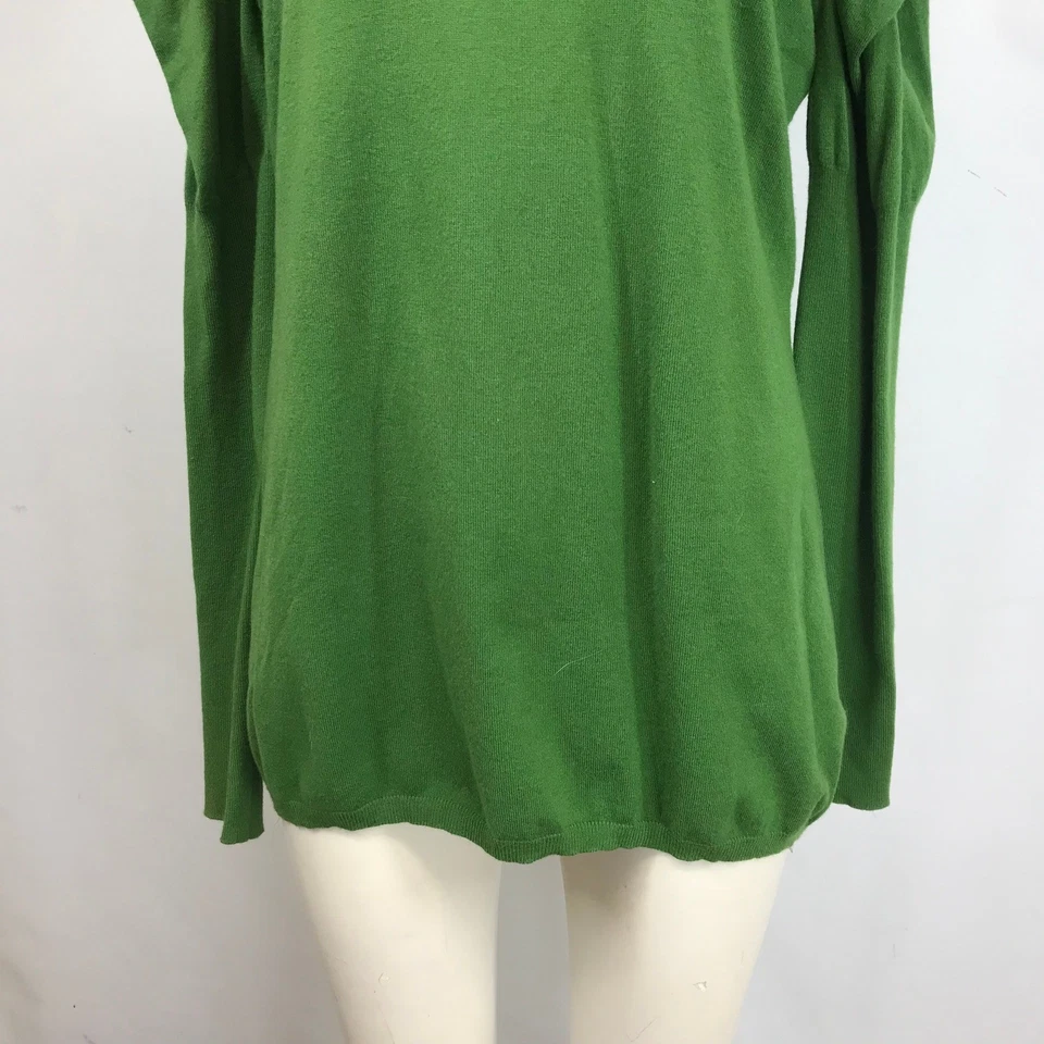 Suéter de mujer caballete verde cuello falso manga abullonada L Foto 3 de 4