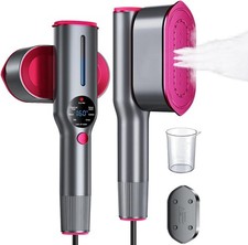 Handheld Garment Steamer & Dry Iron 2-in-1 1200W Ceramic Grey/Pink Cup Dr Flash
