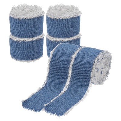 Für Uxcell Denim Band, 6 Rollen 1'' x 2 Yard Fransen Stoff ausgefranst, blau