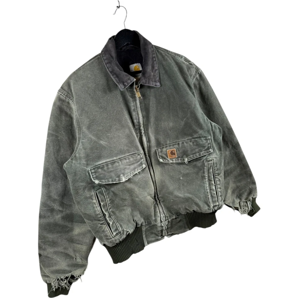 Chaqueta de bombardero vintage Carhartt arenisca acolchada forrada de vellón grande Foto 4 de 4