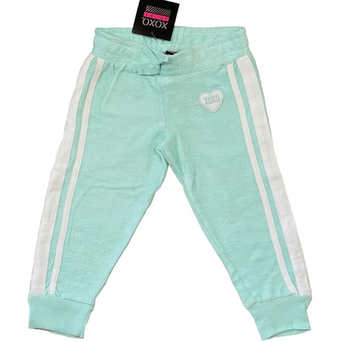 XOXO Mint Green Terry Jogger Pants Drawstring Cotton Blend Girl’s Size 4 Small - Picture 2 of 5