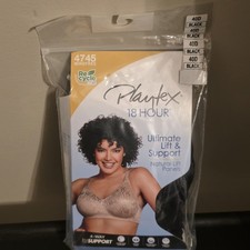PLAYTEX 4745 ULTIMATE 18 HOUR LIFT  SUPPORT BRA Size 40D BLACK