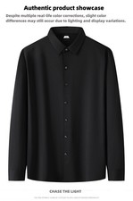 Men  s Classic Black  White Shirt with Tri-proof Fabric Black Asian size  