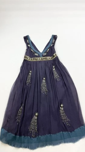 Philosophy di Alberta Ferretti Dress Womens 8 Purple Beaded Made Italy Cocktail