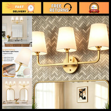3-Light Brushed Gold Vanity Light Fixture, Modern Bathroom Lighting Over Mirror,