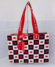 BNWT Lulu Guinness Waitrose Lips Chess Shopping Tote Bag Beach Gym Bag New